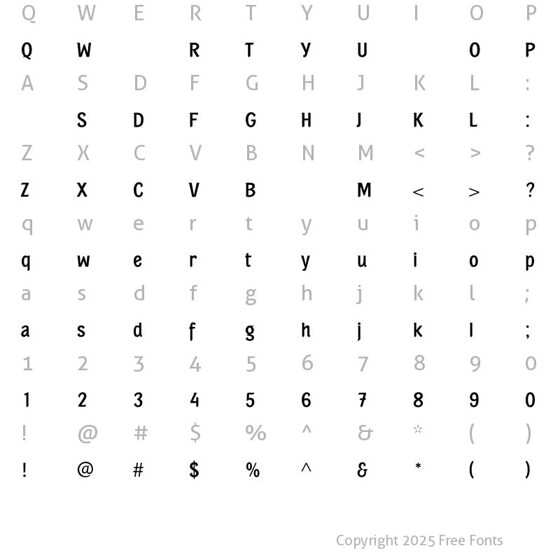 Character Map of PortobelloLight Regular