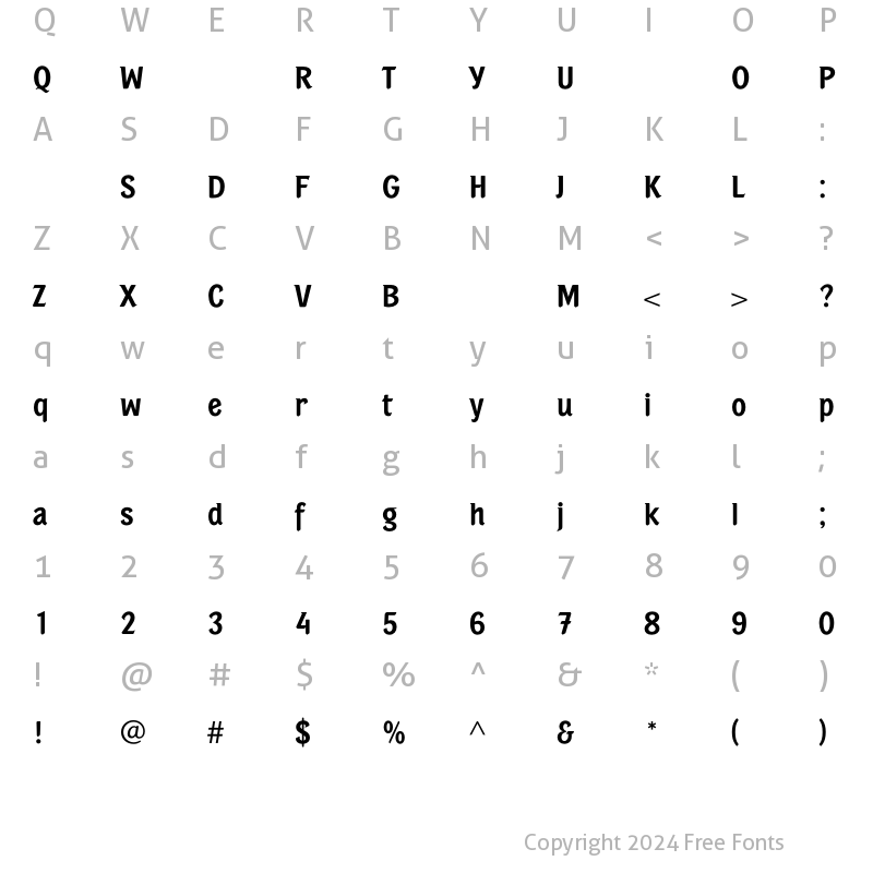 Character Map of PortobelloMedium Regular