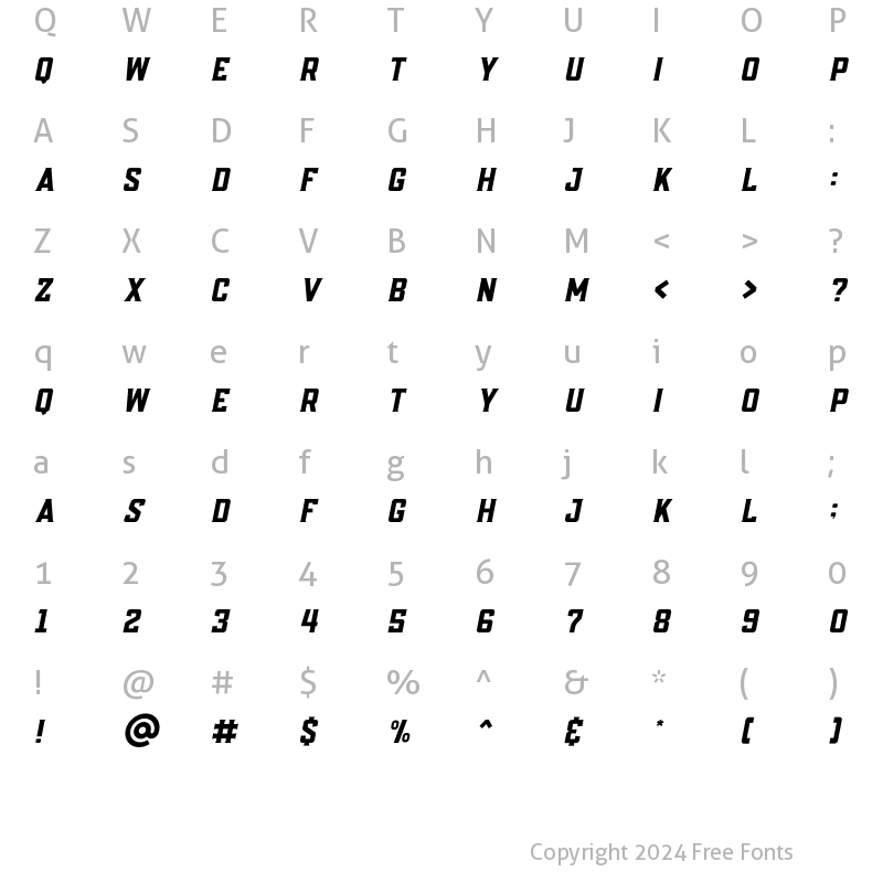 Character Map of Posey Italic