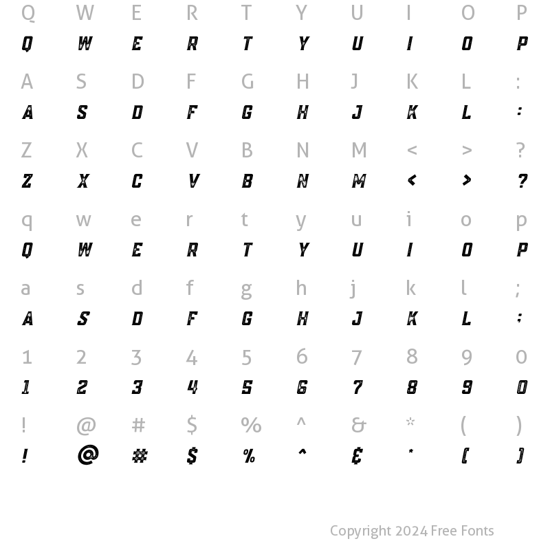 Character Map of Posey Textured Italic