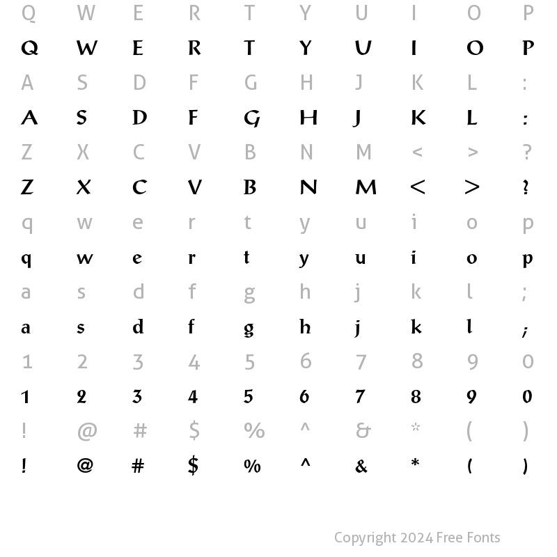 Character Map of Post Antiqua BE Medium