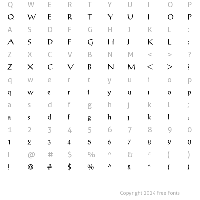 Character Map of Post Antiqua BE Regular