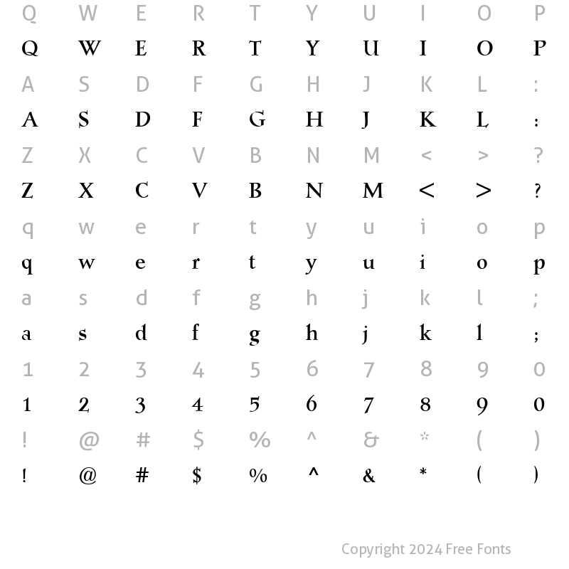 Character Map of Post Mediaeval Bold