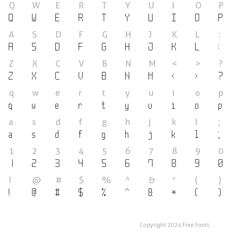 Character Map of Post Pixel-7 Regular