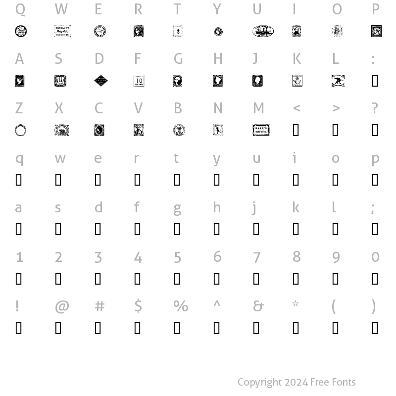 Character Map of PostageStamps Regular