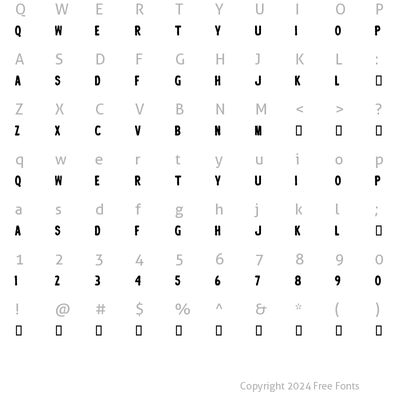 Character Map of Postal Bold