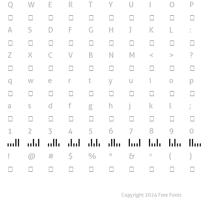 Character Map of PostalBarCode Regular