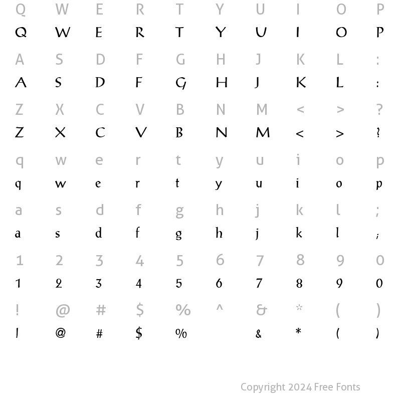 Character Map of PostAntiqua-Light Regular