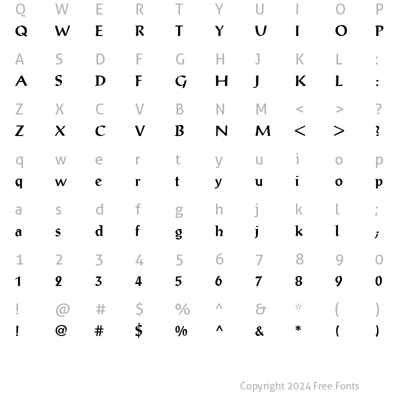 Character Map of PostAntiquaBE-Medium Medium