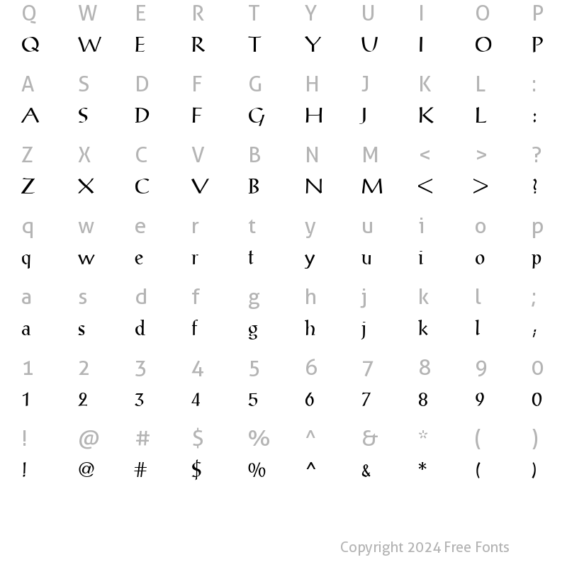 Character Map of PostAntiquaBE Roman