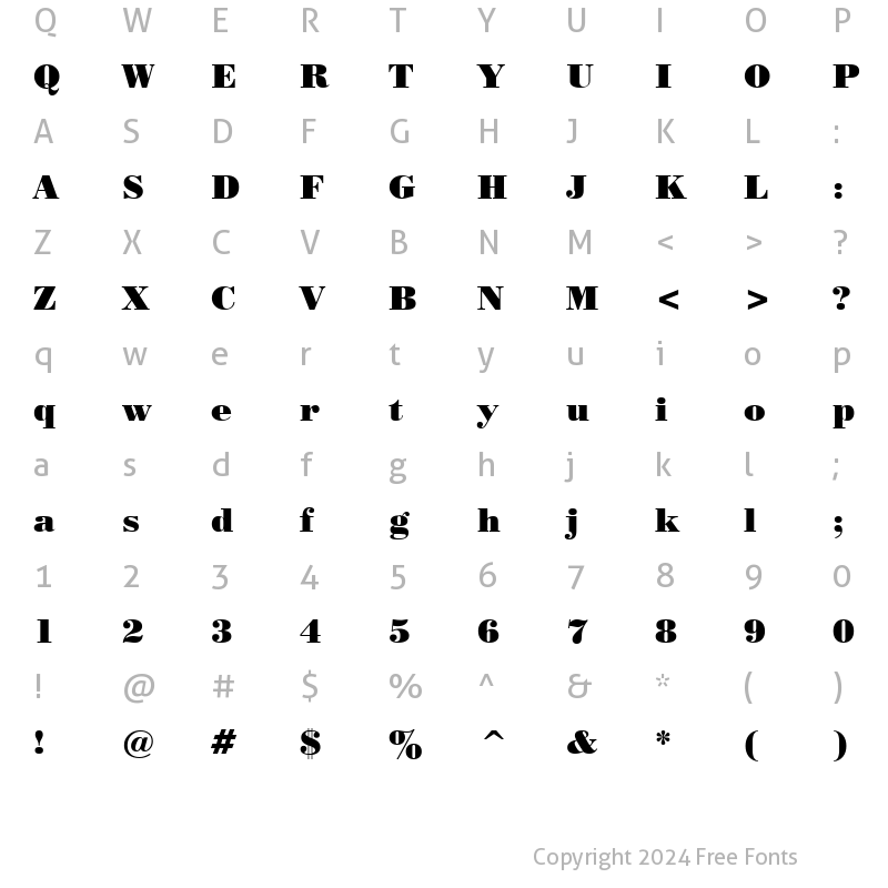 Character Map of Poster Bodoni BT Regular