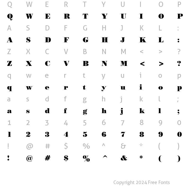 Character Map of PosterBodoni BT Roman