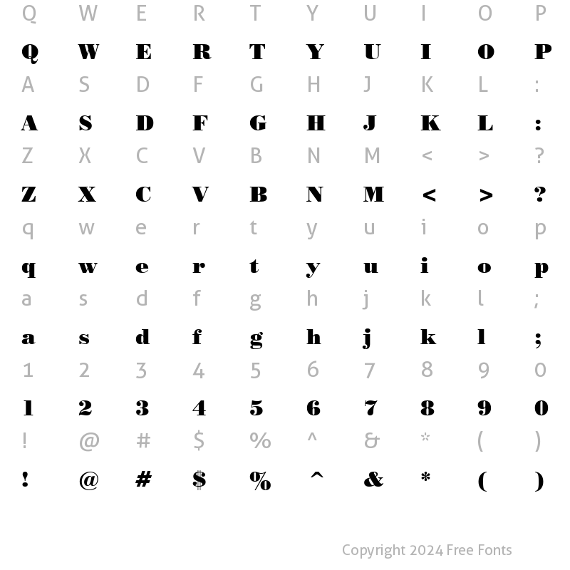 Character Map of PosterBodoni WGL4 BT Roman