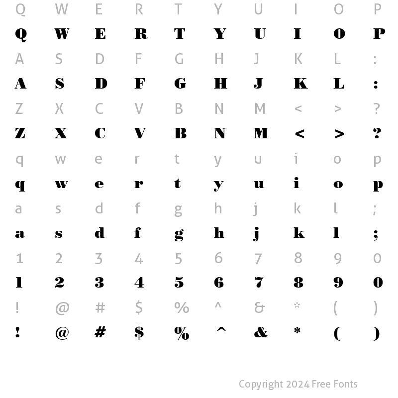 Character Map of PosterBodoniGreek BT Roman