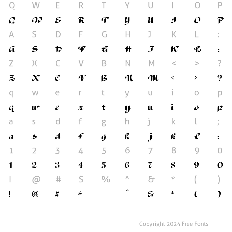 Character Map of Postillion Regular