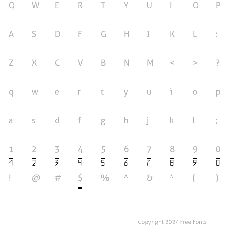 Character Map of PostIndex Bold