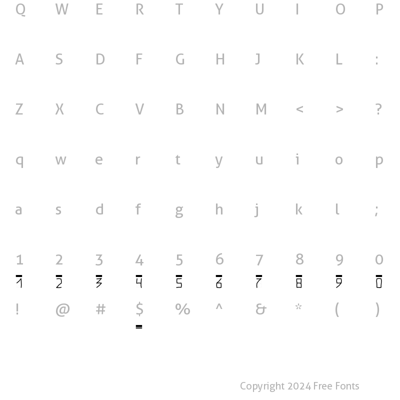 Character Map of PostIndexHand2 Bold