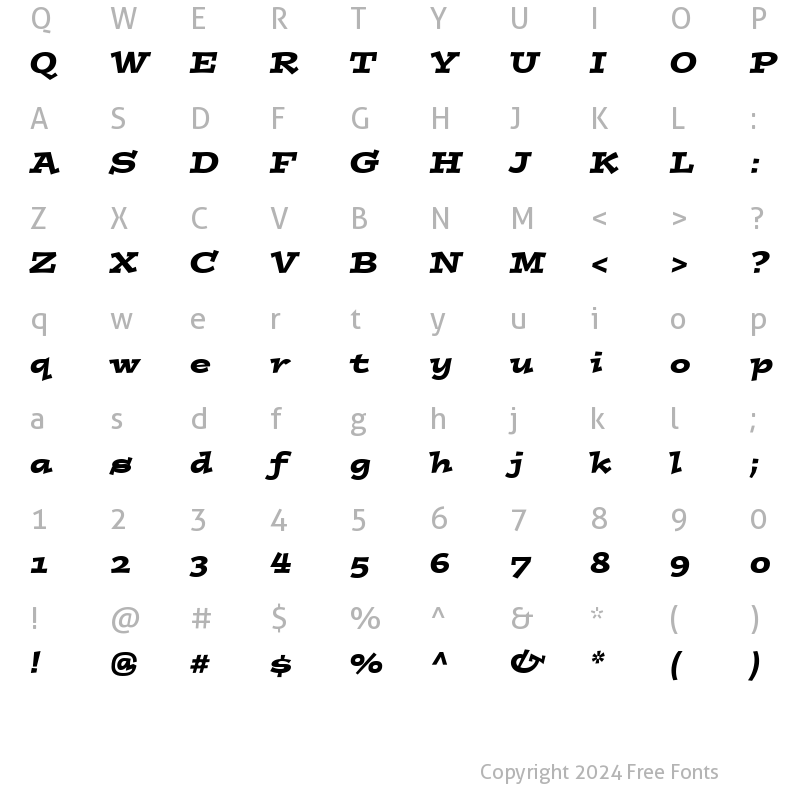 Character Map of Postino Italic