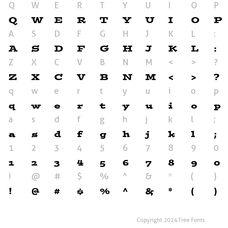 Character Map of Postino Regular