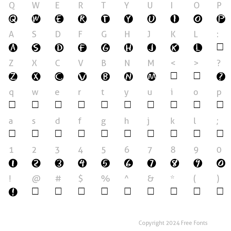 Character Map of PostIt Normal