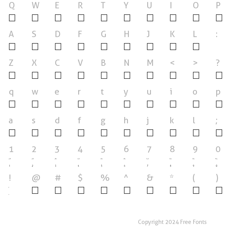 Character Map of PostNetHrTt Normal