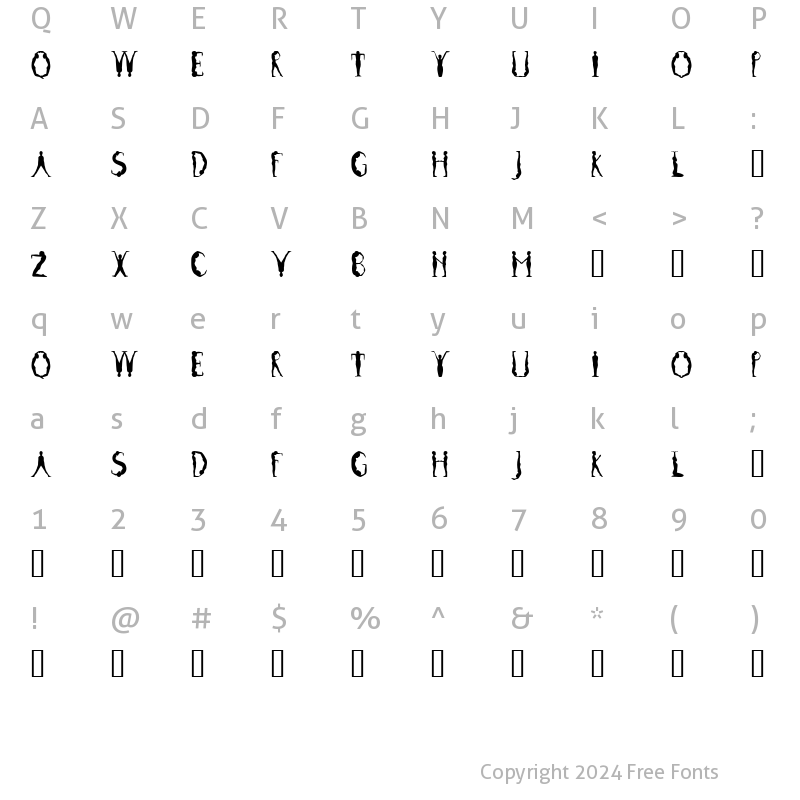 Character Map of Postures MF Initials