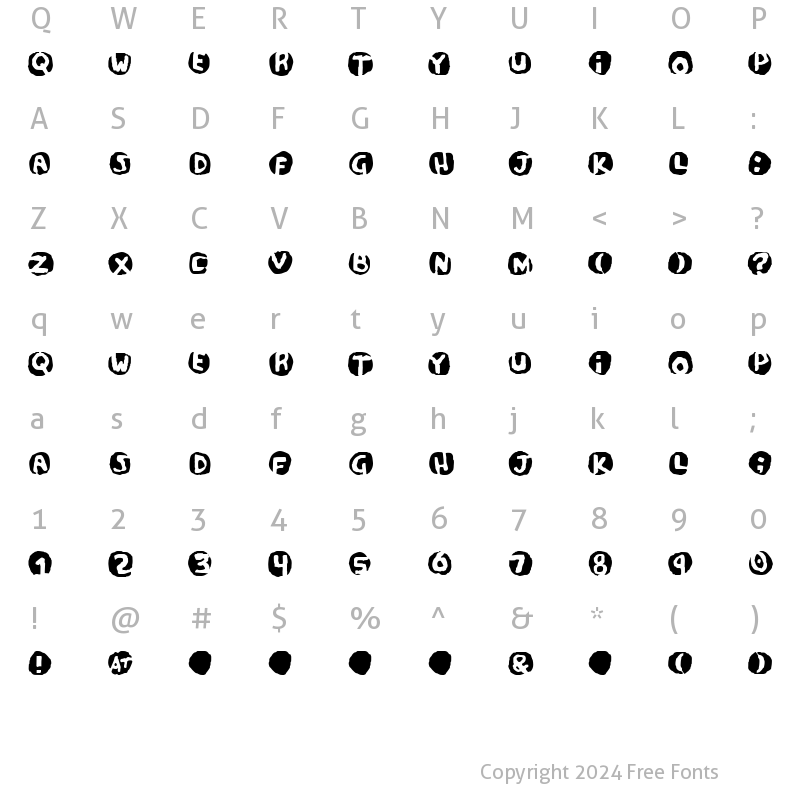 Character Map of Potassium Scandal Regular