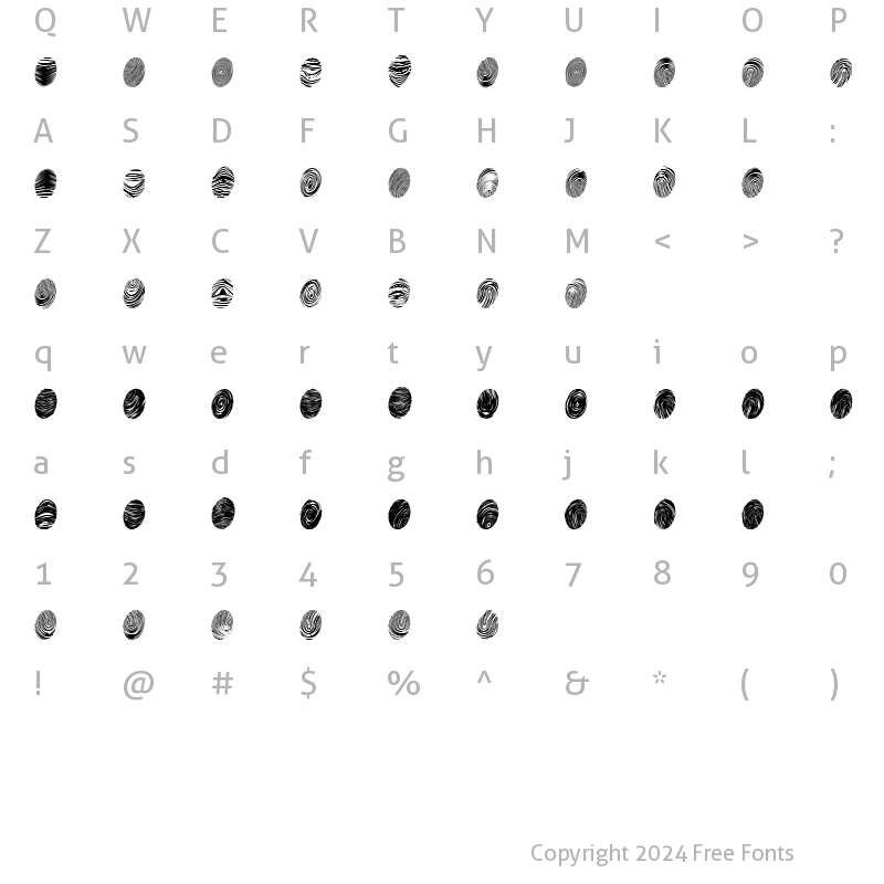 Character Map of Powderfinger Pad Regular