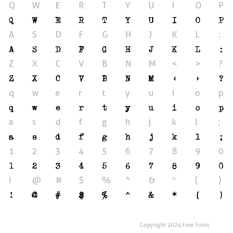 Character Map of Powderfinger Type Regular