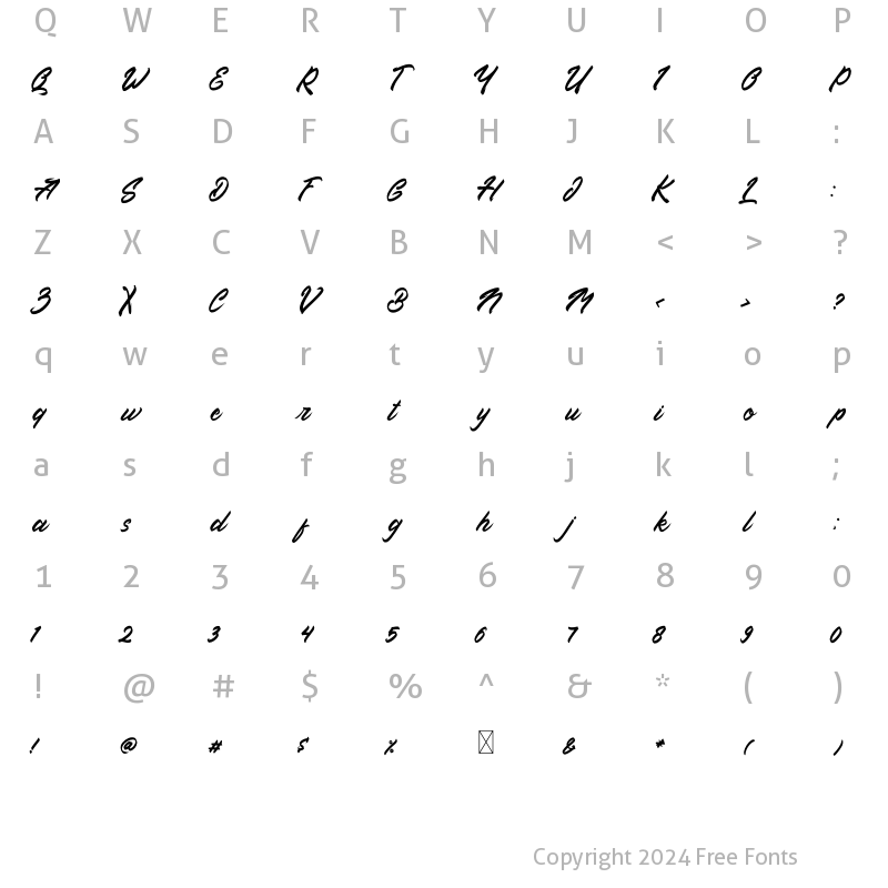 Character Map of Powerfulm Samara Regular