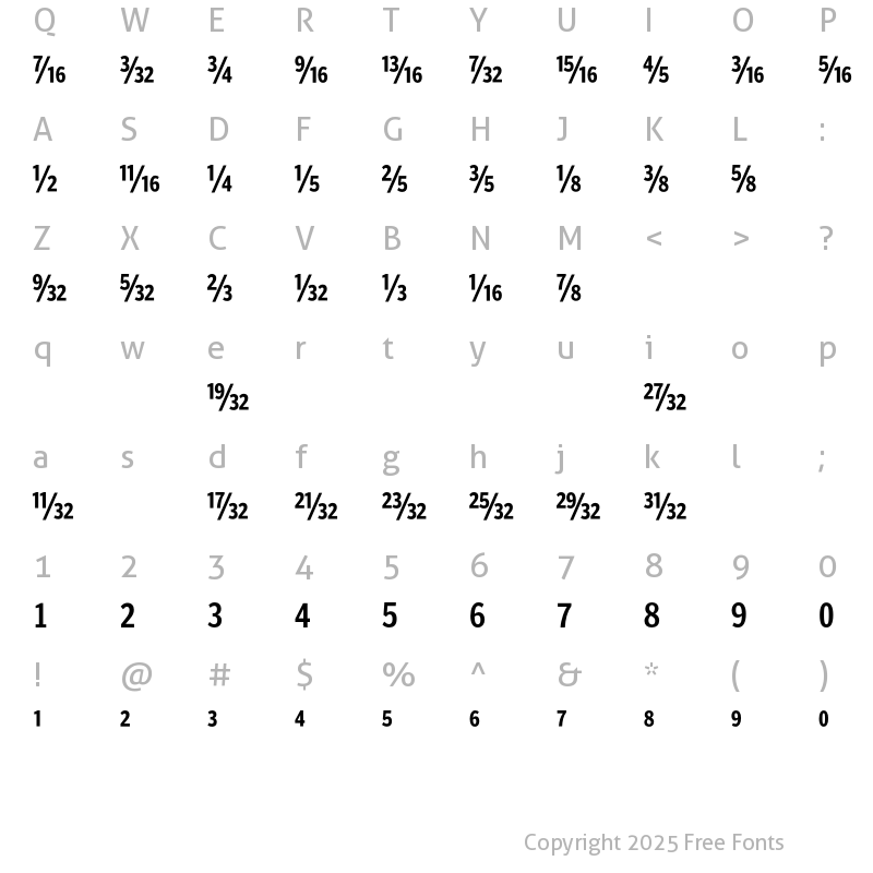 Character Map of PoynterAgate CompFracTwo Regular