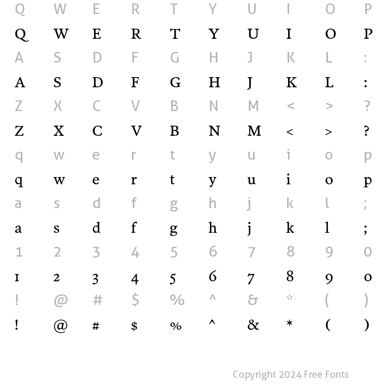 Character Map of PoynterOSTextThree Roman