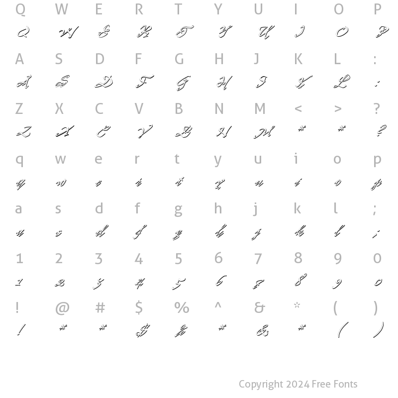 Character Map of PR8 Shadow Cat Regular