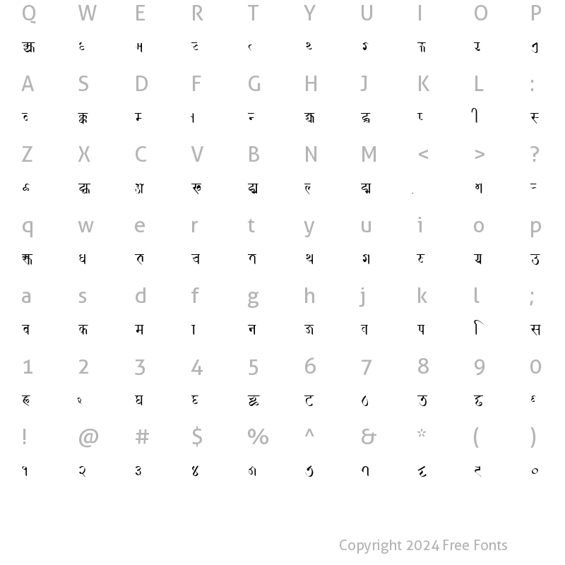 Character Map of Prachalit Regular