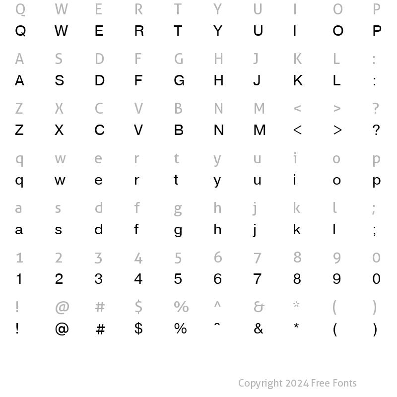 Character Map of Pragmatica Cyrillic