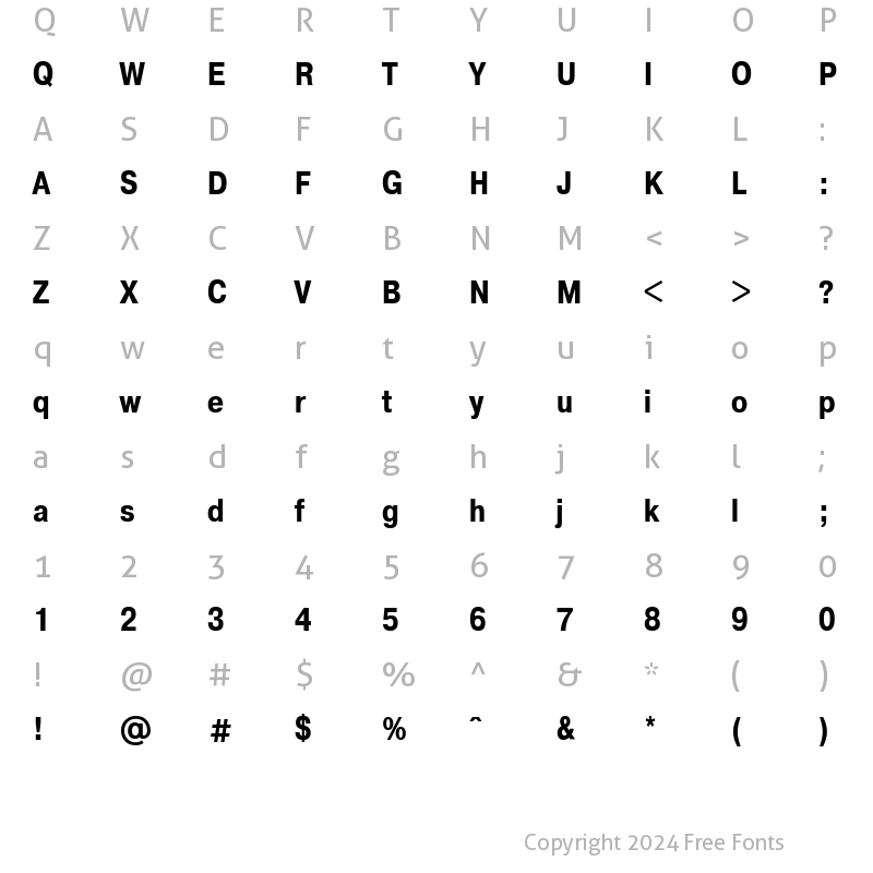 Character Map of PragmaticaCondCTT Bold