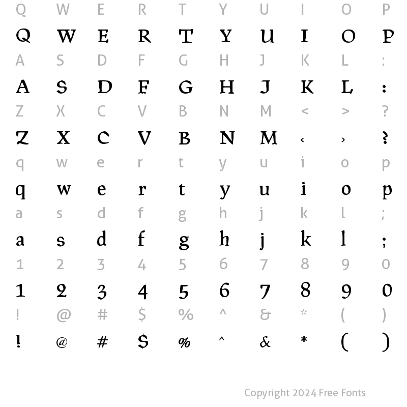 Character Map of PragRoman Regular