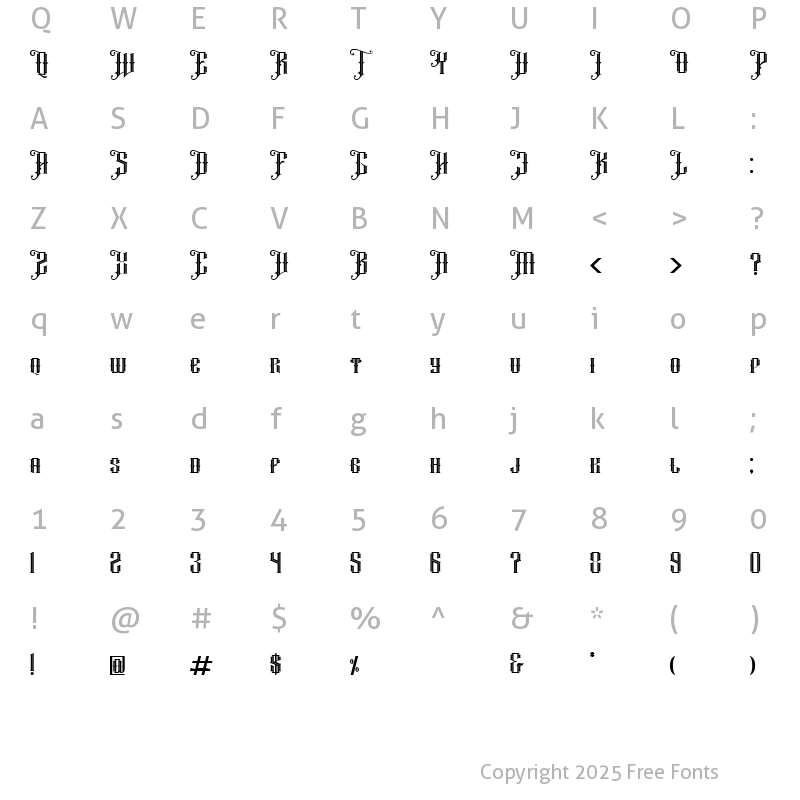 Character Map of Prastico Regular