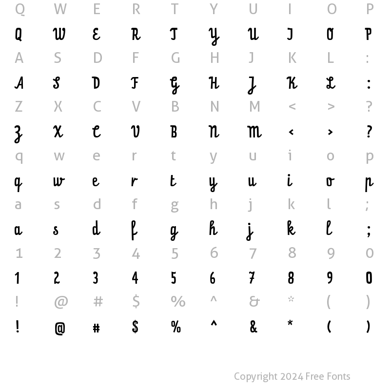 Character Map of PraterScriptTwoRegular Regular