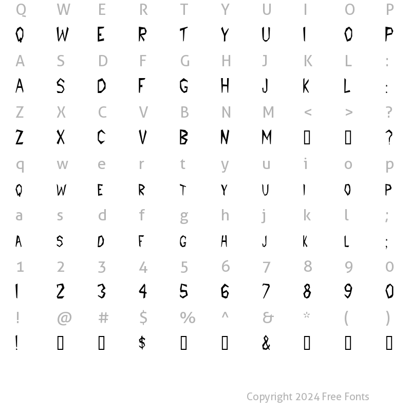 Character Map of PrehistoricCondensed Regular