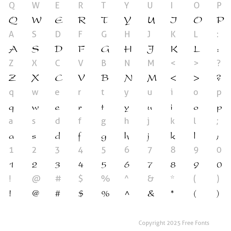 Character Map of Premier Free Style DB Regular