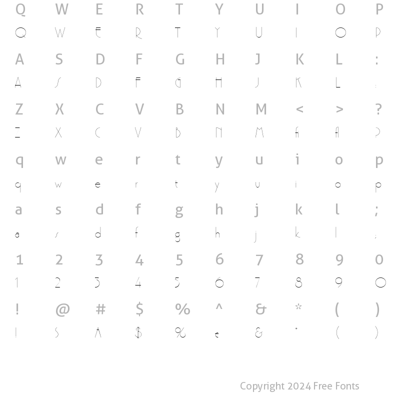 Character Map of Premier Lightline Regular