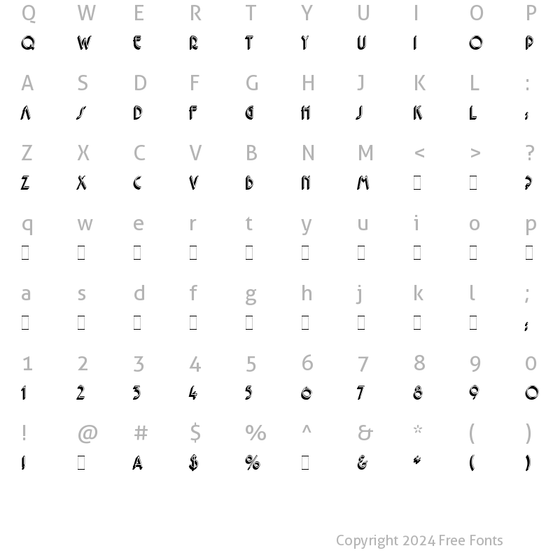 Character Map of Premier Shaded LET Plain