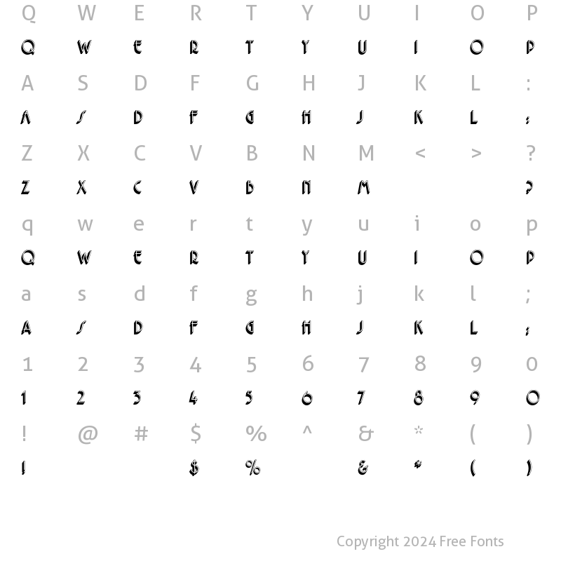 Character Map of PremierEF Shaded Regular