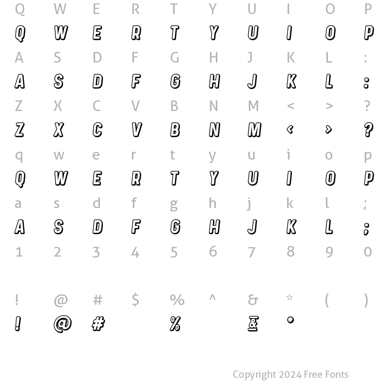 Character Map of Prequel Demo Shadow Italic