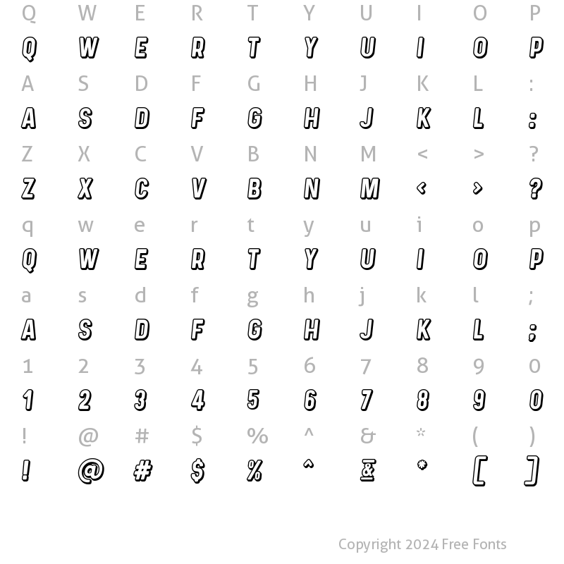 Character Map of Prequel shadow italic