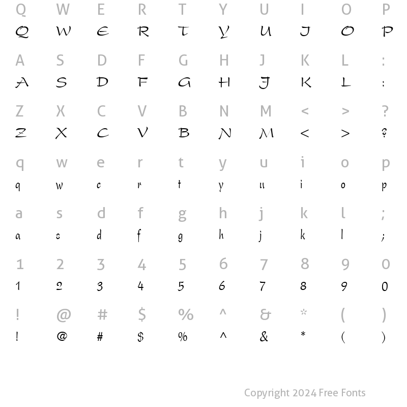 Character Map of Present-Condensed Roman