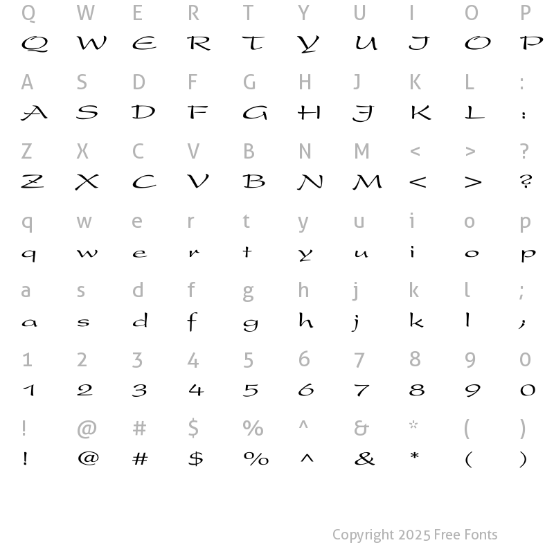 Character Map of Present Ex Regular