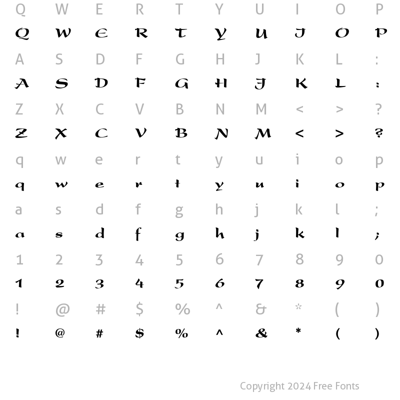 Character Map of Present LT Black Regular