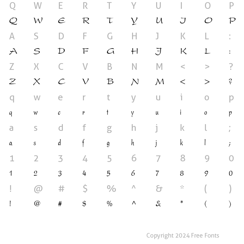 Character Map of Present LT Condensed Regular